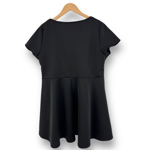 Size 1X 16 SEXY BLACK PEEK-A-BOO MESH PANEL FIT & FLARE DRESS Skater Club PLUS - Picture 3 of 6